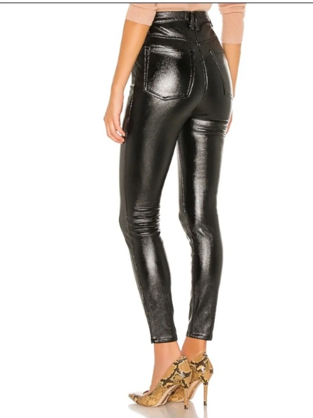 Free People Phoenix Coated Skinny Jeans Black Sz 24